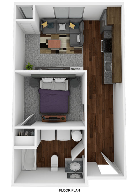 a floor plan of a room with a bedroom and a living room
